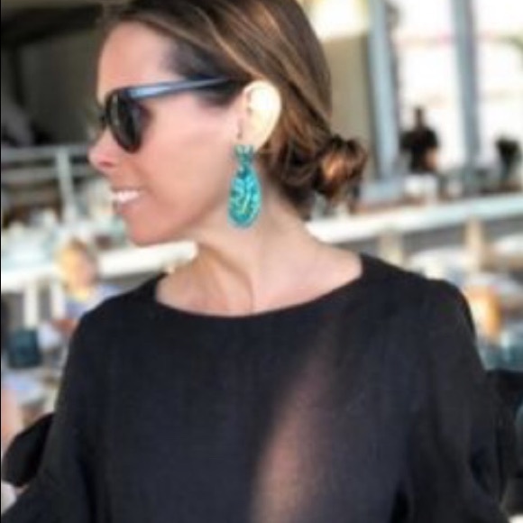 Stella & Dot | Hand-beaded SeaGreen+Turquoise Persephonie Statement Earr… - Picture 6 of 8